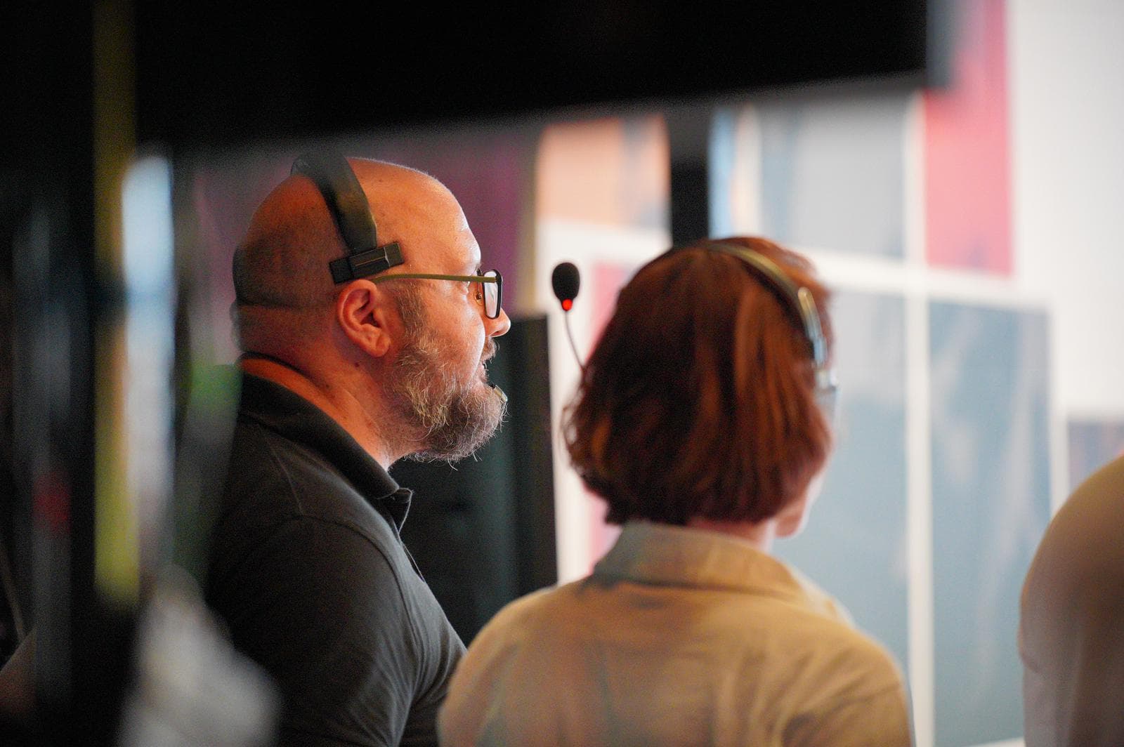 Working the comms between takes